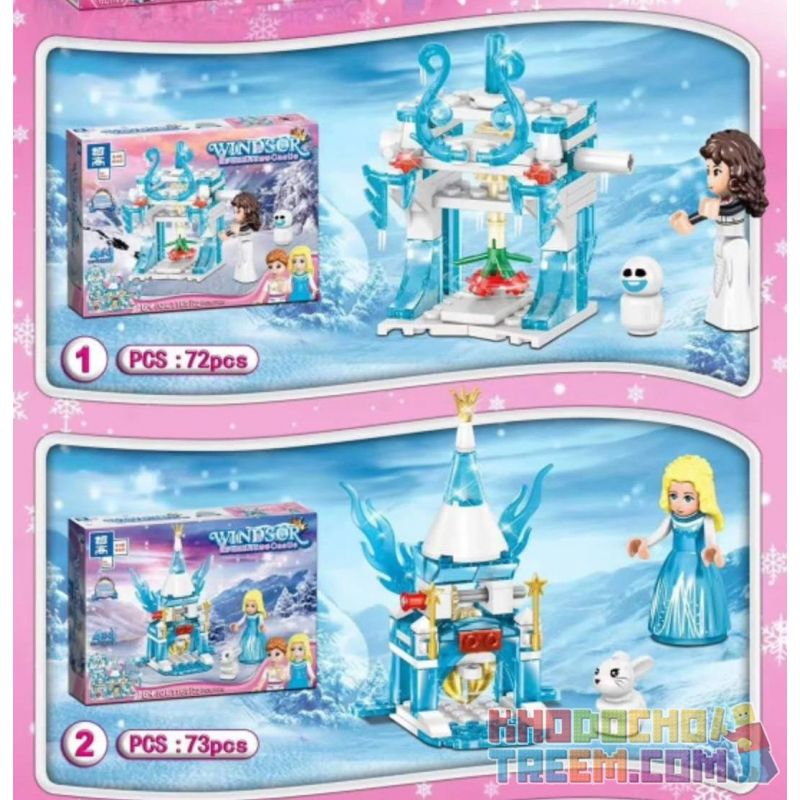ZHEGAO QL1165 1165 non  SỰ KẾT HỢP GIỮA BĂNG VÀ TUYẾT TƯỞNG TƯỢNG LÂU ĐÀI LIÊN 4 bộ đồ chơi xếp lắp ráp ghép mô hình Disney Princess WINDSOR CASTIC Công Chúa 292 khối