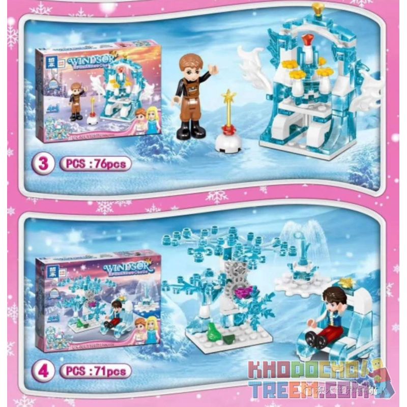 ZHEGAO QL1165 1165 non  SỰ KẾT HỢP GIỮA BĂNG VÀ TUYẾT TƯỞNG TƯỢNG LÂU ĐÀI LIÊN 4 bộ đồ chơi xếp lắp ráp ghép mô hình Disney Princess WINDSOR CASTIC Công Chúa 292 khối