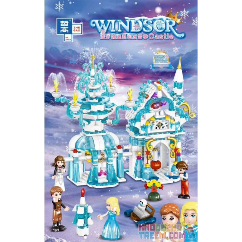 ZHEGAO QL1166 1166 non Lego BÍ ẨN BĂNG VÀ TUYẾT LIÊN KẾT LÂU ĐÀI 4 HỢP bộ đồ chơi xếp lắp ráp ghép mô hình Disney Princess WINDSOR CASTIC Công Chúa 483 khối