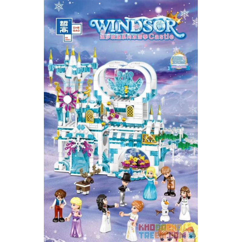 ZHEGAO QL1167 1167 non Lego LÂU ĐÀI LIÊN KẾT BĂNG VÀ TUYẾT SANG TRỌNG 4 HỢP bộ đồ chơi xếp lắp ráp ghép mô hình Disney Princess WINDSOR CASTIC Công Chúa 709 khối
