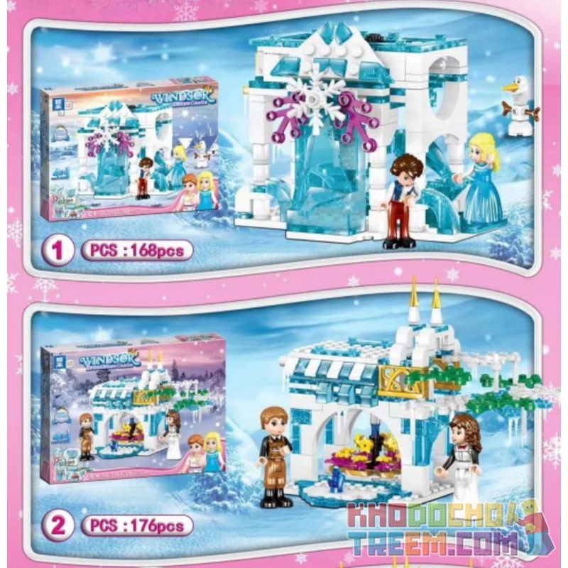 ZHEGAO QL1167 1167 non  LÂU ĐÀI LIÊN KẾT BĂNG VÀ TUYẾT SANG TRỌNG 4 HỢP bộ đồ chơi xếp lắp ráp ghép mô hình Disney Princess WINDSOR CASTIC Công Chúa 709 khối