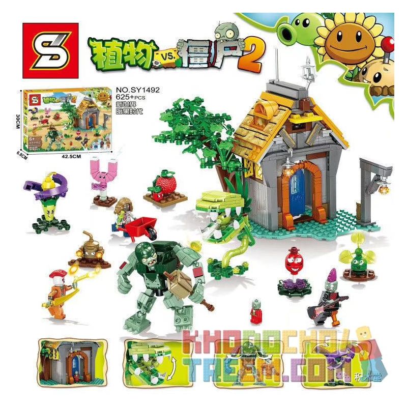 SHENG YUAN SY SY1492 1492 non Lego KỶ NGUYÊN ĐEN TỐI CỦA THẾ GIỚI MỚI bộ đồ chơi xếp lắp ráp ghép mô hình Plants Vs Zombies Hoa Quả Nổi Giận 625 khối