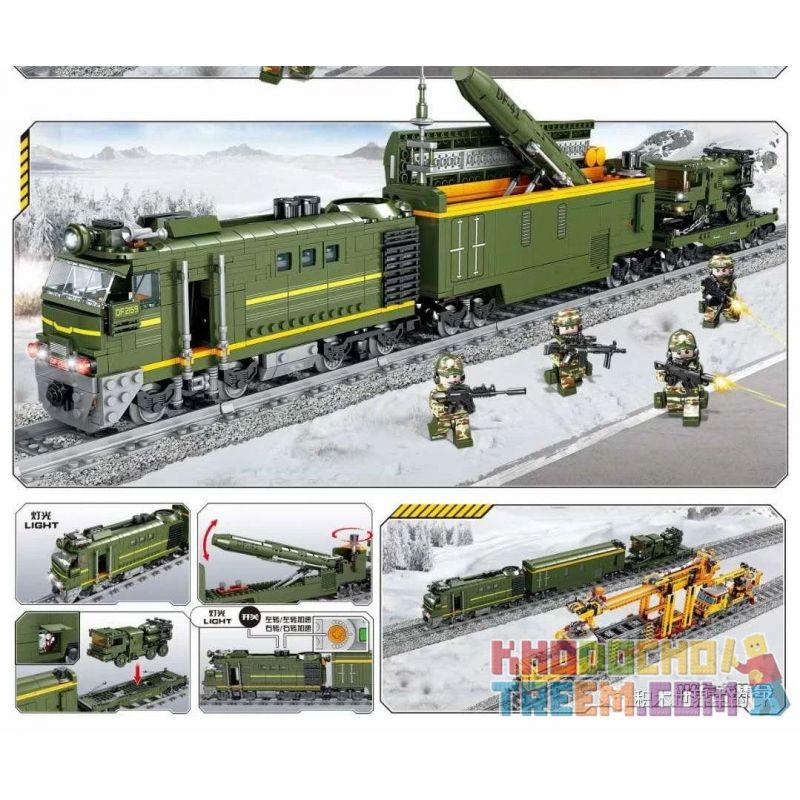 Kazi KY98252 98252 non Lego TÀU TÊN LỬA ĐẠN ĐẠO XUYÊN LỤC ĐỊA DF-41 bộ đồ chơi xếp lắp ráp ghép mô hình Trains MILITARY TRAIN Tàu Hỏa 1174 khối