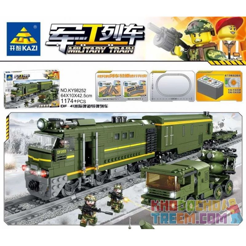 Kazi KY98252 98252 non  TÀU TÊN LỬA ĐẠN ĐẠO XUYÊN LỤC ĐỊA DF-41 bộ đồ chơi xếp lắp ráp ghép mô hình Trains MILITARY TRAIN Tàu Hỏa 1174 khối