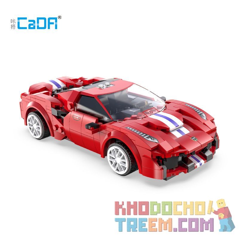 DOUBLEE CADA C51072 51072 non Lego FERRARI 488 ĐƯỜNG ĐUA THỂ THAO MÀU ĐỎ bộ đồ chơi xếp lắp ráp ghép mô hình Speed Champions Racing Cars Đua Xe Công Thức 306 khối