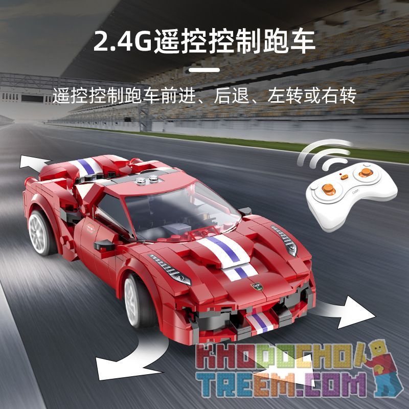 DOUBLEE CADA C51072 51072 non  FERRARI 488 ĐƯỜNG ĐUA THỂ THAO MÀU ĐỎ bộ đồ chơi xếp lắp ráp ghép mô hình Speed Champions Racing Cars Đua Xe Công Thức 306 khối