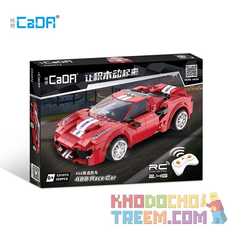 DOUBLEE CADA C51072 51072 non  FERRARI 488 ĐƯỜNG ĐUA THỂ THAO MÀU ĐỎ bộ đồ chơi xếp lắp ráp ghép mô hình Speed Champions Racing Cars Đua Xe Công Thức 306 khối