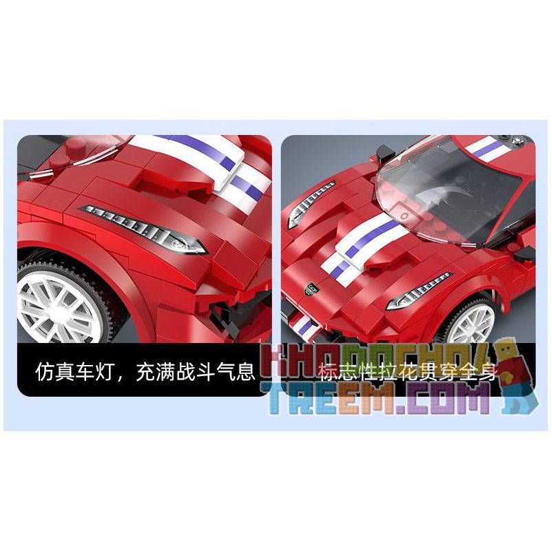 DOUBLEE CADA C51072 51072 non  FERRARI 488 ĐƯỜNG ĐUA THỂ THAO MÀU ĐỎ bộ đồ chơi xếp lắp ráp ghép mô hình Speed Champions Racing Cars Đua Xe Công Thức 306 khối