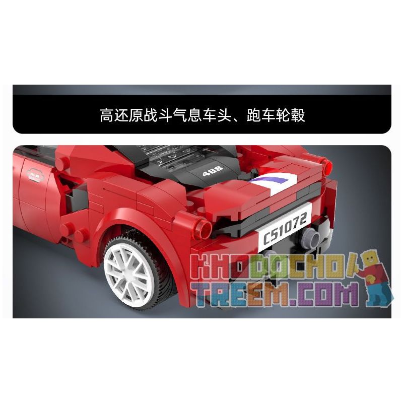 DOUBLEE CADA C51072 51072 non  FERRARI 488 ĐƯỜNG ĐUA THỂ THAO MÀU ĐỎ bộ đồ chơi xếp lắp ráp ghép mô hình Speed Champions Racing Cars Đua Xe Công Thức 306 khối