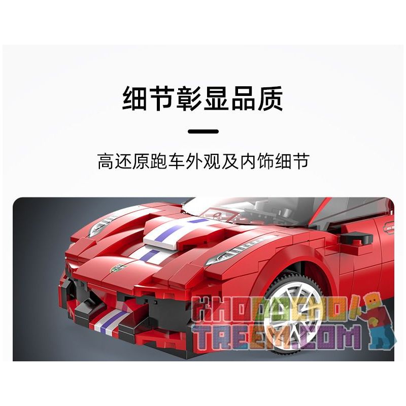 DOUBLEE CADA C51072 51072 non  FERRARI 488 ĐƯỜNG ĐUA THỂ THAO MÀU ĐỎ bộ đồ chơi xếp lắp ráp ghép mô hình Speed Champions Racing Cars Đua Xe Công Thức 306 khối