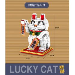 SEMBO 703901 non  MÈO VẪY TAY PHẢI bộ đồ chơi xếp lắp ráp ghép mô hình Creator LUCKY CAT Sáng Tạo 722 khối