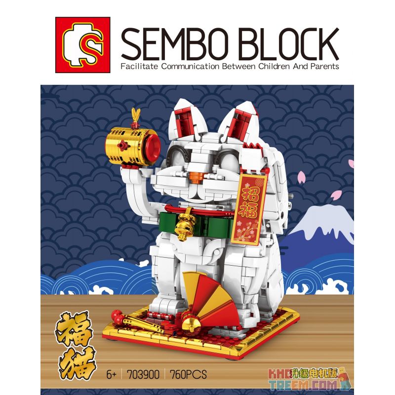 SEMBO 703900 non Lego CON MÈO VẪY TAY TRÁI bộ đồ chơi xếp lắp ráp ghép mô hình Creator LUCKY CAT Sáng Tạo 760 khối