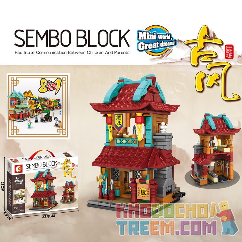 SEMBO 601035 non Lego ĐỒ CỔ CỬA HÀNG THỢ RÈN bộ đồ chơi xếp lắp ráp ghép mô hình Mini Modular Đường Phố Thu Nhỏ 291 khối