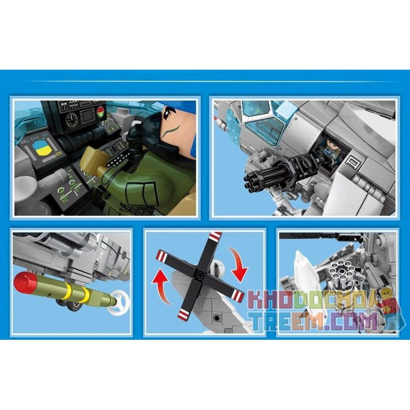 SEMBO 202125 non  TRUNG QUỐC ZHI-20 NAVY GUNSHIP bộ đồ chơi xếp lắp ráp ghép mô hình Military Army Z-20 ATTACK HELICOPTER Quân Sự Bộ Đội 935 khối