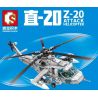 SEMBO 202125 non  TRUNG QUỐC ZHI-20 NAVY GUNSHIP bộ đồ chơi xếp lắp ráp ghép mô hình Military Army Z-20 ATTACK HELICOPTER Quân Sự Bộ Đội 935 khối