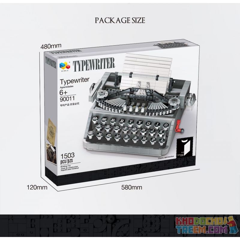 QIZHILE 90011 non  MÁY ĐÁNH CHỮ bộ đồ chơi xếp lắp ráp ghép mô hình Creator TYPEWRITER Sáng Tạo 1503 khối