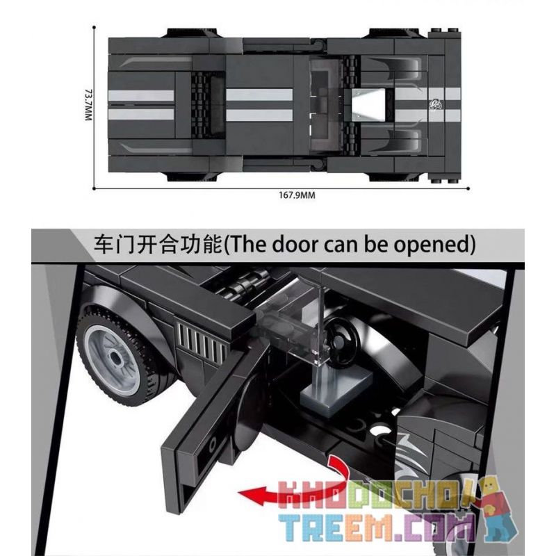 KUYU MOXING 5009 REBRICKABLE MOC-41750 41750 MOC41750 non  ĐẾ SẠC bộ đồ chơi xếp lắp ráp ghép mô hình Speed Champions Racing Cars DOM'S DODGE CHARGER Đua Xe Công Thức 308 khối