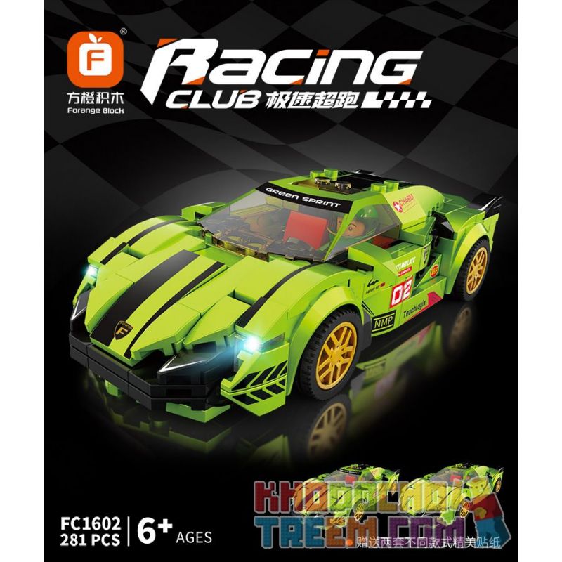 FORANGE FC1602 1602 non  LAMBORGHINI. bộ đồ chơi xếp lắp ráp ghép mô hình Racers RACING CLUB LAMBORGHINI Đua Tốc Độ 281 khối