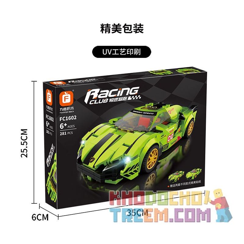 FORANGE FC1602 1602 non  LAMBORGHINI. bộ đồ chơi xếp lắp ráp ghép mô hình Racers RACING CLUB LAMBORGHINI Đua Tốc Độ 281 khối