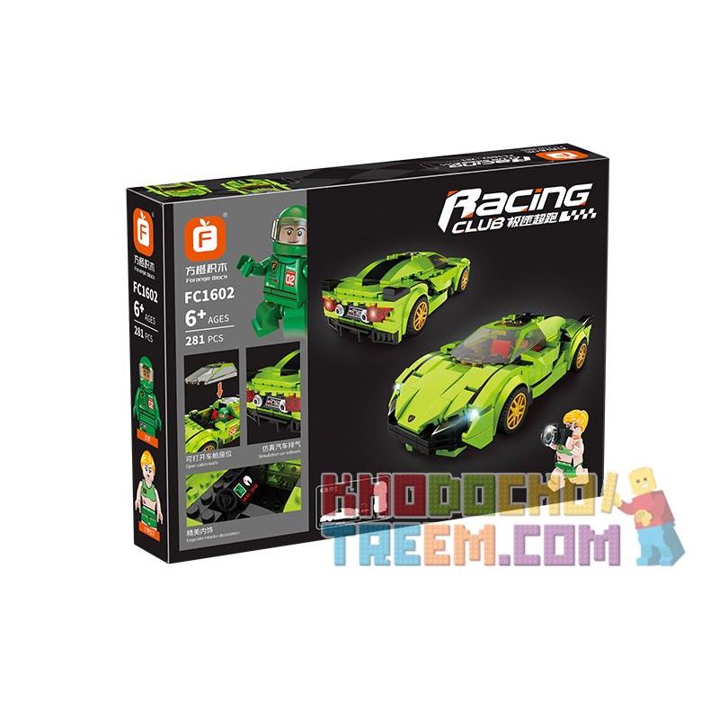 FORANGE FC1602 1602 non  LAMBORGHINI. bộ đồ chơi xếp lắp ráp ghép mô hình Racers RACING CLUB LAMBORGHINI Đua Tốc Độ 281 khối