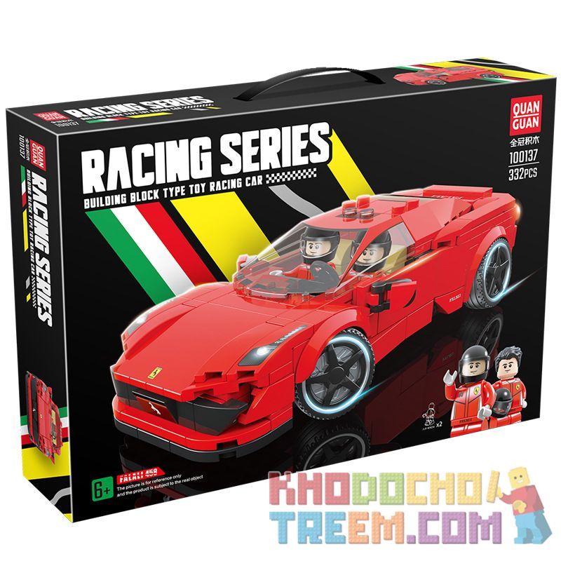QuanGuan 100137 Quan Guan 100137 non Lego FERRARI 458. bộ đồ chơi xếp lắp ráp ghép mô hình Speed Champions Racing Cars Đua Xe Công Thức 332 khối