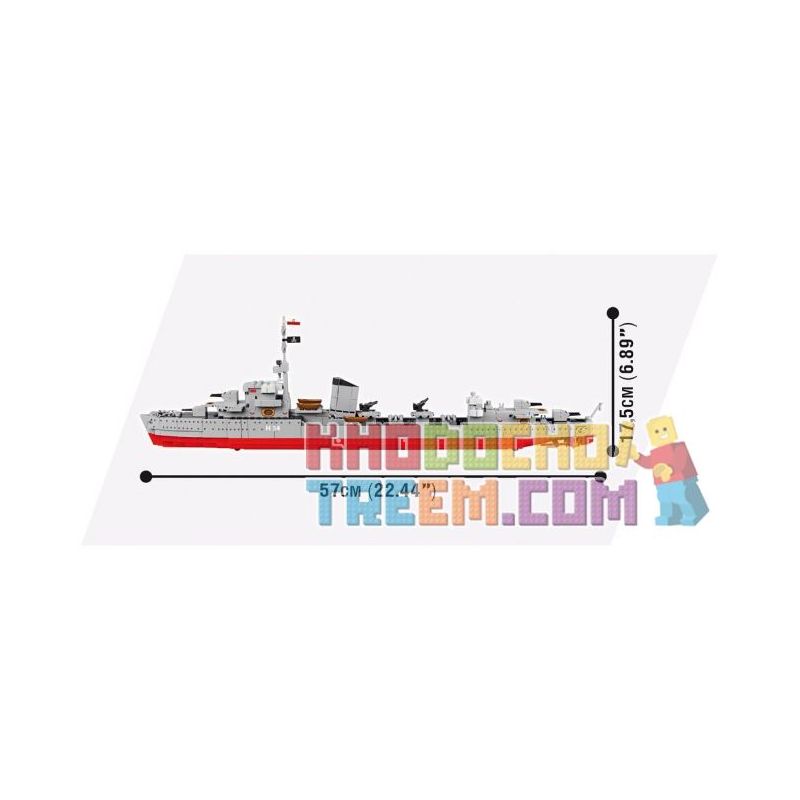 COBI 3080 4807 non  KHU TRỤC HẠM BLIKSEM bộ đồ chơi xếp lắp ráp ghép mô hình Military Army DESTROYER ORP BŁYSKAWICA Quân Sự Bộ Đội 680 khối