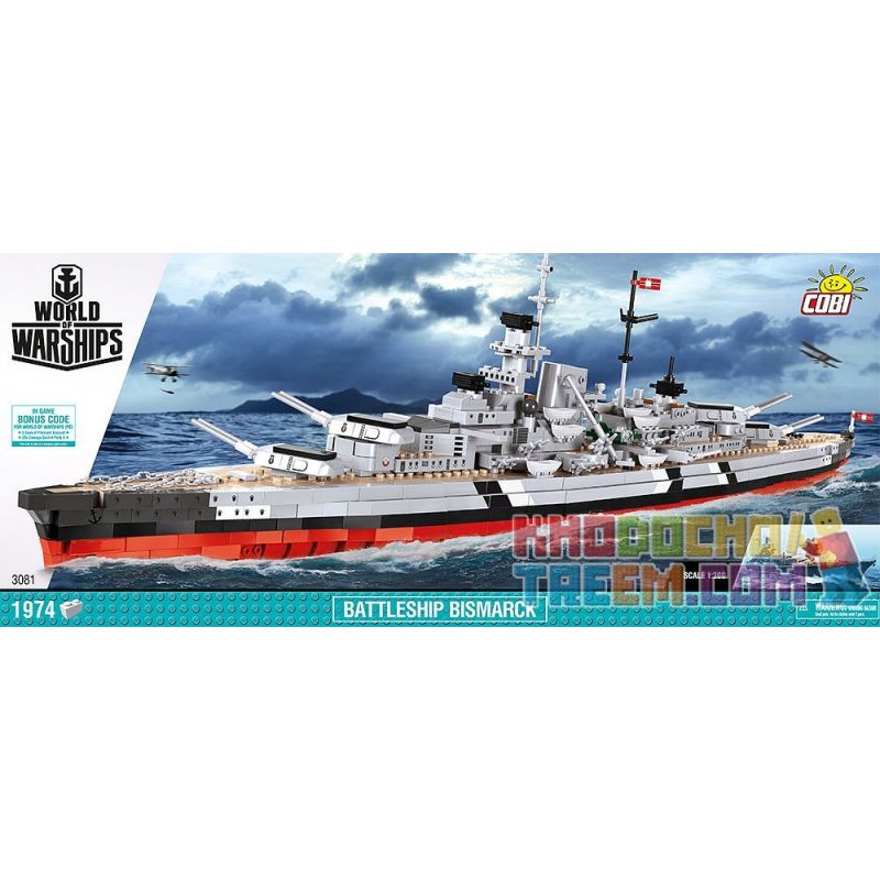 COBI 3081 non Lego CHIẾN HẠM BISMARCK bộ đồ chơi xếp lắp ráp ghép mô hình Military Army BATTLESHIP BISMARCK Quân Sự Bộ Đội 197 khối