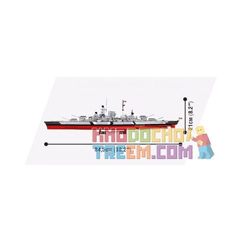 COBI 3081 non  CHIẾN HẠM BISMARCK bộ đồ chơi xếp lắp ráp ghép mô hình Military Army BATTLESHIP BISMARCK Quân Sự Bộ Đội 197 khối
