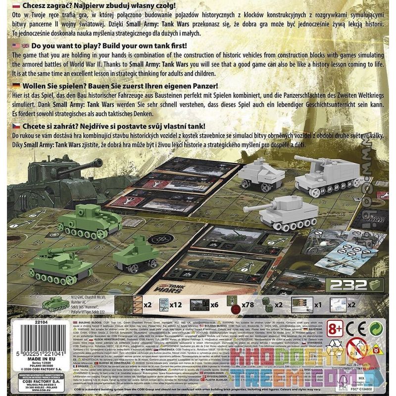 COBI 22104 non  TRẬN CHIẾN XE TĂNG bộ đồ chơi xếp lắp ráp ghép mô hình Military Army TANK WARS Quân Sự Bộ Đội 232 khối