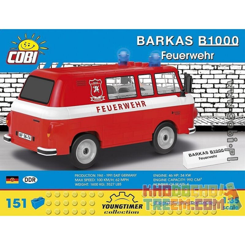 COBI 24594 non  XE CỨU HỎA BALKAS B1000 bộ đồ chơi xếp lắp ráp ghép mô hình Creator BARKAS B1000 FEUERWEHR Sáng Tạo 150 khối