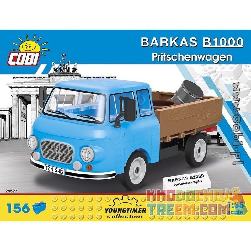 COBI 24593 non Lego BÁN TẢI BALKAS B1000 bộ đồ chơi xếp lắp ráp ghép mô hình Creator BARKAS B1000 PRITSCHENWAGEN Sáng Tạo 156 khối