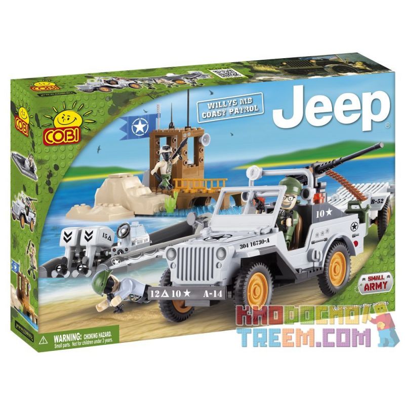 COBI 24253 non Lego TUẦN TRA BỜ BIỂN WILLIS MB bộ đồ chơi xếp lắp ráp ghép mô hình Military Army WILLYS MB COAST PATROL Quân Sự Bộ Đội 250 khối