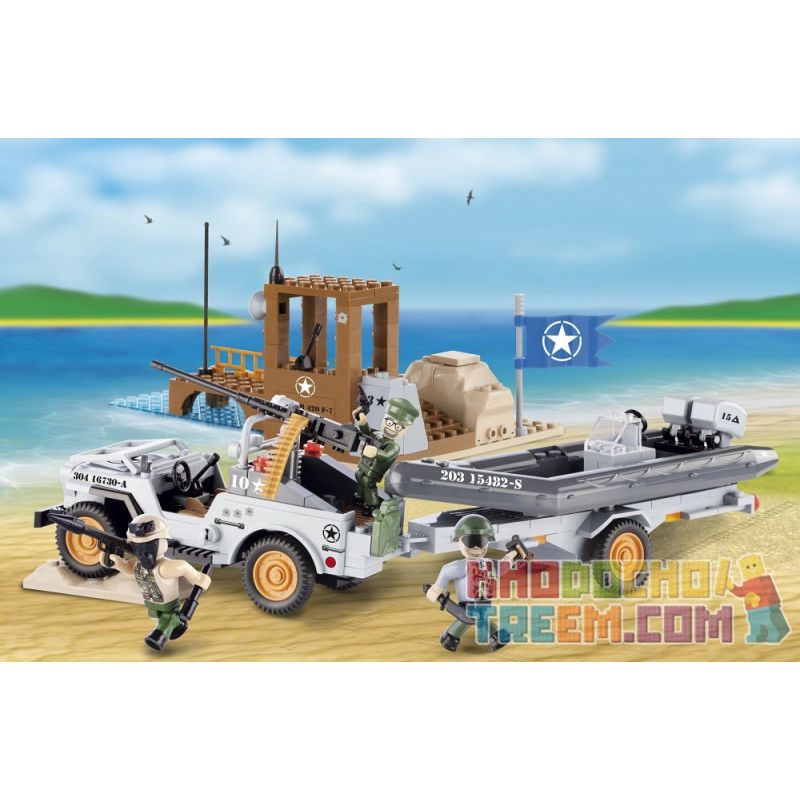COBI 24253 non  TUẦN TRA BỜ BIỂN WILLIS MB bộ đồ chơi xếp lắp ráp ghép mô hình Military Army WILLYS MB COAST PATROL Quân Sự Bộ Đội 250 khối