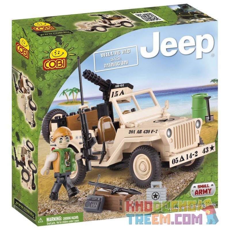 COBI 24091 non Lego WILLIS MB VÀ MINI GUN bộ đồ chơi xếp lắp ráp ghép mô hình Military Army WILLYS MB WITH MINIGUN Quân Sự Bộ Đội 95 khối