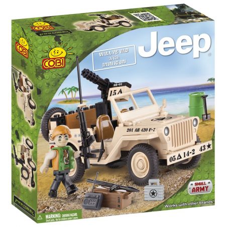 COBI 24091 non  WILLIS MB VÀ MINI GUN bộ đồ chơi xếp lắp ráp ghép mô hình Military Army WILLYS MB WITH MINIGUN Quân Sự Bộ Đội 95 khối