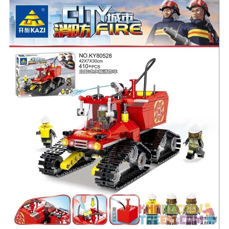 Kazi KY80528 80528 non Lego XE CỨU HỎA BỒN NƯỚC KIỂU ĐỔ bộ đồ chơi xếp lắp ráp ghép mô hình Fire Rescure CITY FIRE 410 khối