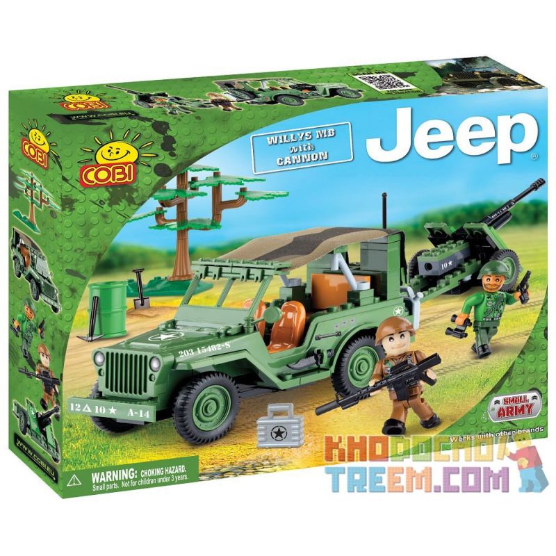 COBI 24191 non Lego WILLIS MB VÀ CANNON bộ đồ chơi xếp lắp ráp ghép mô hình Military Army WILLYS MB WITH CANNON Quân Sự Bộ Đội 190 khối