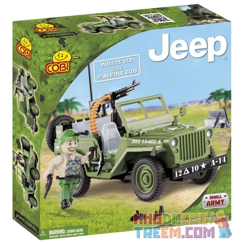 COBI 24090 non Lego WILLIS MB VÀ SÚNG MÁY bộ đồ chơi xếp lắp ráp ghép mô hình Military Army WILLYS MB WITH MACHINE GUN Quân Sự Bộ Đội 95 khối