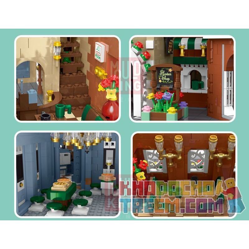 MouldKing 16026 Mould King 16026 non  QUÁN TRÀ CHIỀU GIẢI TRÍ Ở THỊ TRẤN NHỎ bộ đồ chơi xếp lắp ráp ghép mô hình Modular Buildings AFTERNOON TEA RESTAURANT Mô Hình Nhà Cửa 3039 khối