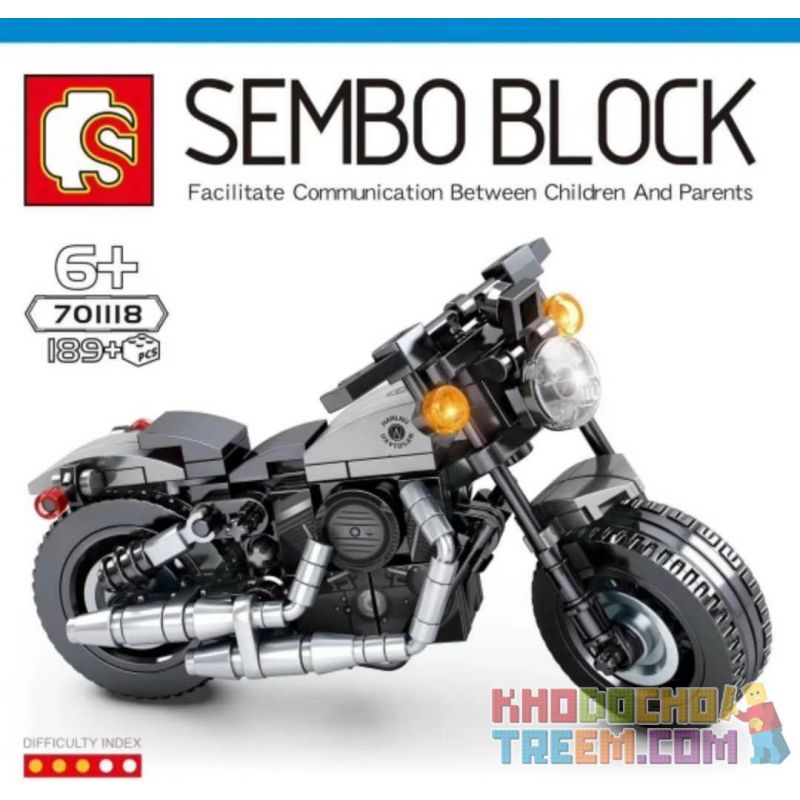 SEMBO 701118 non Lego ANH CHÀNG CỨNG RẮN HARLEY 883 bộ đồ chơi xếp lắp ráp ghép mô hình Motorcycle Motorbike HARLEY-DAVIDSON IRON 883 Xe Hai Bánh 189 khối