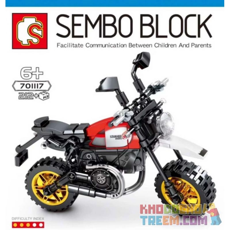 SEMBO 701117 non Lego DUKADI SA MẠC XE MÁY bộ đồ chơi xếp lắp ráp ghép mô hình Motorcycle Motorbike DUCATI SCRAMBLER DESERT SLED Xe Hai Bánh 212 khối