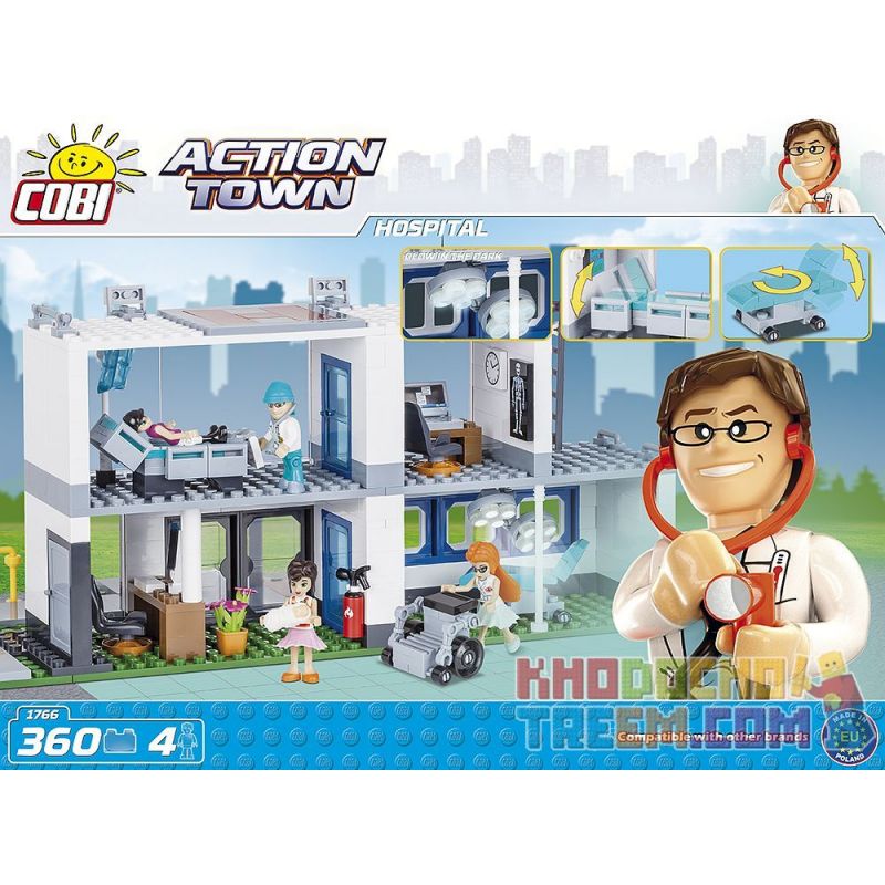 COBI 1766 non Lego BỆNH VIỆN bộ đồ chơi xếp lắp ráp ghép mô hình City HOSPITAL Thành Phố 360 khối