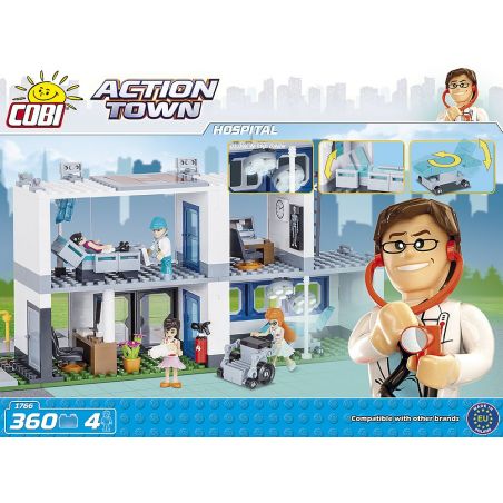 COBI 1766 non  BỆNH VIỆN bộ đồ chơi xếp lắp ráp ghép mô hình City HOSPITAL Thành Phố 360 khối