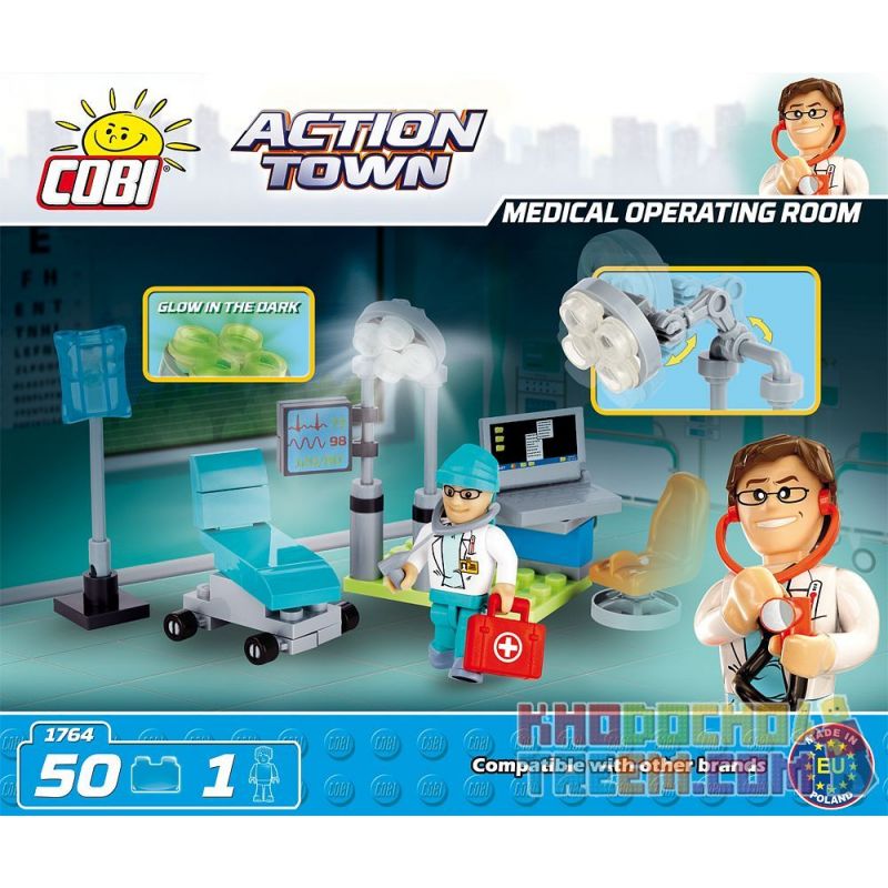 COBI 1764 non Lego PHÒNG MỔ Y TẾ bộ đồ chơi xếp lắp ráp ghép mô hình City MEDICAL OPERATING ROOM Thành Phố 50 khối