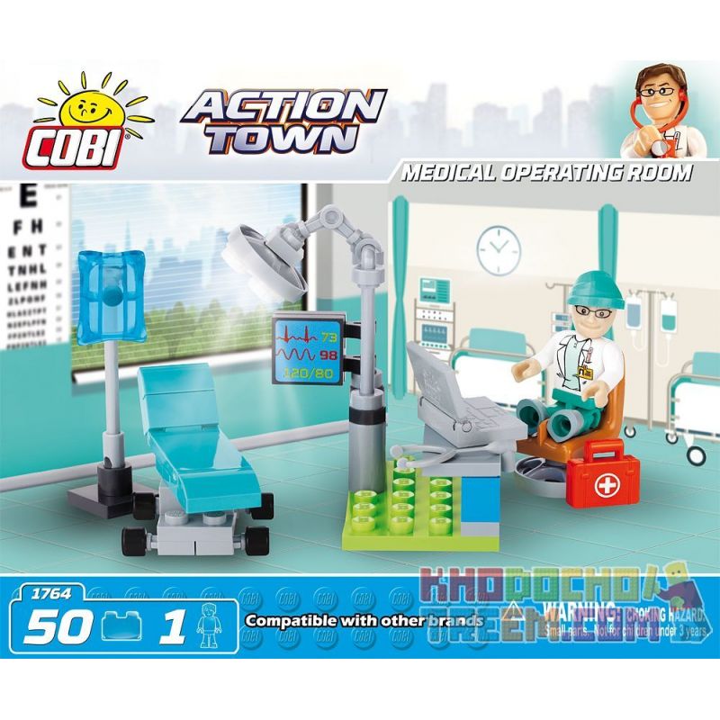 COBI 1764 non  PHÒNG MỔ Y TẾ bộ đồ chơi xếp lắp ráp ghép mô hình City MEDICAL OPERATING ROOM Thành Phố 50 khối