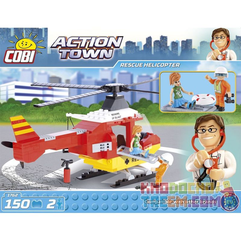 COBI 1762 non  TRỰC THĂNG CỨU HỘ bộ đồ chơi xếp lắp ráp ghép mô hình City RESCUE HELICOPTER Thành Phố 150 khối