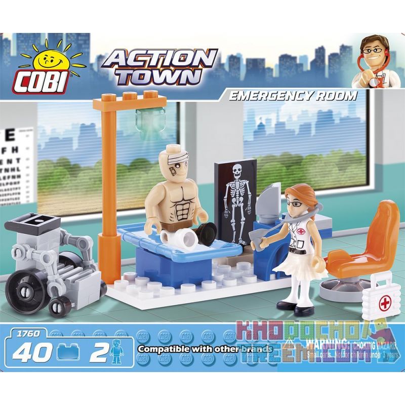 COBI 1760 non  PHÒNG CẤP CỨU bộ đồ chơi xếp lắp ráp ghép mô hình City EMERGENCY ROOM Thành Phố 40 khối