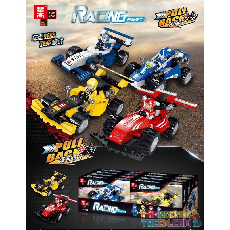 ZHEGAO QL0723 0723 non Lego CÔNG THỨC 1 XE 4 bộ đồ chơi xếp lắp ráp ghép mô hình Racers RACING Đua Tốc Độ 414 khối