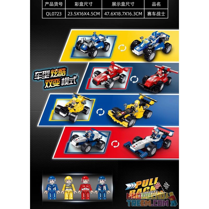ZHEGAO QL0723 0723 non  CÔNG THỨC 1 XE 4 bộ đồ chơi xếp lắp ráp ghép mô hình Racers RACING Đua Tốc Độ 414 khối
