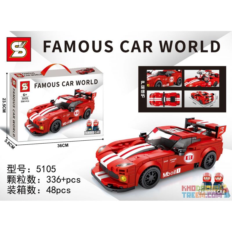 SEMBO 607322 SHENG YUAN SY 5105 non Lego DODGE RẮN bộ đồ chơi xếp lắp ráp ghép mô hình Racers FAMOUS CAR WORLD DODGE VIPER Đua Tốc Độ 336 khối